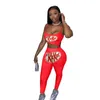 Women Tracksuits 2 Piece Set Fashion Print Sling Vest Pencil Pants Outfits Ladies New Casual T Shirt Trousers Jogging Suits Sportwear