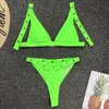 Bikini Set 2022 Neon Green Bikini a vita alta da donna Regolare la cinghia del costume da bagno Perizoma Costumi da bagno femminili Due pezzi Costume da bagno brasiliano