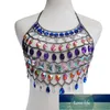 Colorful Waterdrop Acrylic Gems Sequins Tank Top Metal Chains Sexy Halter Tops Night Club Party Women Backless Short Crop Tops Factory price expert design Quality