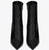 Nuovi stivaletti Opyum in pelle di brevetto commovente con stivali con tacchi neri stivali puntati di punta di tacchi alti stivali da donna 510