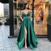 Bourgondië prom jurken 2021 A lijn v nek kant gesplitst formele avond feestkleding Pageant jurken Midden-Oosten zakken Arabisch