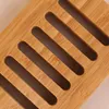 Natural Bamboo Soap Dishes Storage Holder Bath Shower Accessories Box Hotel Home Bathroom Kitchen Supplies