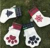 2021 Kvalitet Julstrumpa Cat Dog Paw Strumpor Fluffy Santa Socks Snowflake Xmas Tree Decoration Festival Presentpåse