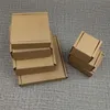 50pcs Thick carton box Kraft Paper Small Gift Packaging Box Natural Brown Cardboard Jewelry Blank Corrugated 210724