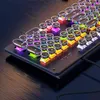 Retro Punk Mekanik Klavye Mavi Siyah Anahtarı 104 Tuşları USB Kablolu Oyun Klavyeleri RGB Arkadan Aydınlatmalı PC Dizüstü Oyuncular
