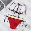 Retro baddräkt Tube Top Bikini Guldtryck Kvinnor Badkläder Underkläder Push Up Padded Womens Bikinis Set