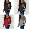 Autumn Women's Long Sleeve T-shirts Fashion Round Neck Patchwork Leopard Print Ladies Sweater Shrits Outdoor Sports Casual Clothes G93H2F7