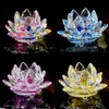 Crystal Lotus Candle Holders Glass Flower Shaped Candle TEA Light Tray 30mm Inner Diameter Buddhist Wedding Home Candlestick Decor