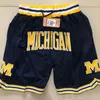 Top Quality Michigan Wolverines Basketball Shorts pantaloncini da basket Sport College Pants Don Pocket White Black