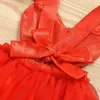 Vestido de corazón de lentejuelas para bebés recién nacidos y niñas pequeñas Ahueca hacia fuera la espalda con cordones Sin mangas Falda de tutú de malla Cubierta de pañales Mameluco Jumpsiut Vestidos para el día de San Valentín