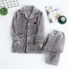 Herfst en winter heren dikke pyjama set lange mouwen broek plus size warme koraal flanel home service pak mannen 210928