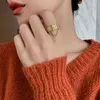 New Gothic Stainless Steel Chain M Letter Opening Gold Rings For Woman 2021 Korean Fashion Jewelry Party Girl's Unusual Ring Set
