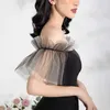 [DEAT] Summer Fashion Tube Top High Waist Card Shoulder Knee-Length Net Garn Ärmlös Klänning Kvinnor 13d116 210527