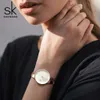 LMJLI - SHENGKE Mode Gold-Überzogene Frauen Uhren Charme Damen Armbanduhr Armband Quarzuhr Frauen Montre Femme Relogio Feminino Damen