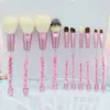 10st Diamant Makeup Brushes Set Crystal Handle Foundation Blending Powder Eyeshadow Borste Kosmetisk väska Skönhet Maquiagem Tools