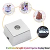 LED Luminous Night Lights Crystal Glass Transparent Objects Display Colorful Base Light Square Figurine Stand Bases