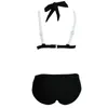 2021 Sexy Bikini New European and American swimwear women's multi-color cross-splitting small chest black white swimsuit 210305