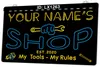 LX1263 Your Names Shop My Tools My Rules Light Sign Dual Color 3D Engraving