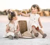 Summerkids Jurken voor meisjes Katoenen kleur Mouwloze Wild Britse prinses A-lijn jurk 210702