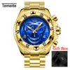 2022NEW Relogio TEMEITE 2018 New Quartz Watches Mens Fashion Creative Heavy Waterproof Wristwatch Luxury Gold Blue Full Steel Masculino