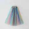 Vogueon Girls Rainbow Lantejoulas Cape Cape Costume Cordão Tule Jasmine Adormecer Beleza Halloween Fancy Dress Up Mantle Q0716