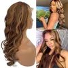 150 Density Ombre Lace Front Wigs Human Hair Colored Body Wave 13x6x1 T Part Highlight HD Transparent Straight Pre Plucked Brazil77850032