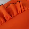 Casual Dresses Office for Ladies 2021 Formell Orange Ruffles High Waist Bodycon Mid Calf Elegant Work Business Pences Dress Midi Ol