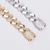 14mm Iced Out Square Cuban Miami Link Chain Bangle Armband för män 18K Guldpläterad ny Fashoin Micro Paled AAA Cubic Zirconia Bling Hip Hop Rapper Punk Party Gifts