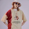 メンズヒップホップTシャツストリートウェアカラーブロックパッチワーク原宿ベビーエンジェルTシャート半袖夏TシャツコットントップスTEE 210726