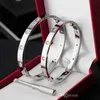 Titanium Fashion Luxury Full Diamonds Stainless Steel Womens Mens designer iced out Bracelets Cuff Bangles Screwdriver Bracelet 235A