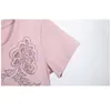 Shintimes Diamonds Vintage T Shirt Donna Summer Flower Mesh Hollow T-Shirt Cotton Clothes Manica corta Plus Size Tees Femme 210615