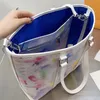 Bag alışveriş çantaları tote kadın çanta patchwork renk klasik çok yönlü halo boya mektubu baskı donanımı