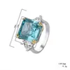 Serenity Dia 100% 925 Sterling Silver 13 * 13mm Citrino Alto Carbono Diamante Gemstone Casamento Anel de Noivado de Luxo Jóias Fine