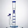 Clear Blue Green Foothahs Triple Comb Perc Heady Glass Zlewki Bong Oil Dab Rigs 18.8mm Kobiece Rury wodne z miską HR316