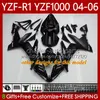 Yamaha YZF-R1 YZF-1000 YZF R1 1000CC YZFR1 04 05 06 YZF1000 2004 2005 2006 OEM Fairing Kitメタリックレッドキットメタリックレッド