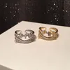 Multi Layer Diamond Zirconia Ringen Luxe Designer Cirkels Geometrische Mode Ringen voor Dames Meisjes Geschenken Open Regelbaar
