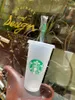 Starbucks Mermaid Goddess 24oz / 710ml Plastic Mokken Tuimelaar Herbruikbare Duidelijke DRIKKELING Vlakke Bottom Cups Pijler Vorm Lid Straw Bardian door DHL