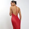 Vestidos casuais Puloru elegante sem costas para a noite feminina de cor sólida Halter maxi Wrap Dress Party Club Vestidos Bodycon