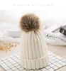 7 Styles grandes filles tricot casquette enfant Crochet pompon bonnets chapeau boule de fourrure chapeaux tricotés casquettes d'extérieur fille accessoires M421