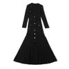 Designer de mode Femmes Automne Hiver Élégant Pull Robe Femme Tricoté Parti Robe Lady Noir Casual Midi Robes Robes 210525