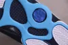 Qualidade autêntica 13 pó escuro de pó azul sapatos de basquete 13s branco obsidiano-escuros exteriores atléticos esportes esportes com caixa original 414571-144 US 7-13