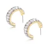 Pendiente de aro con diamantes de imitación de arcoíris para mujeres y niñas Pendientes Huggie de cristal coloridos Joyería de moda Pendientes circulares deslumbrantes 12 colores Epacket