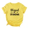 Maglietta estiva della nonna benedetta Donna Nonna T-shirt grafiche carine Manica corta Mamma Top Camisetas Mujer nere