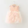 Luxus Kleinkind Mädchen V-Ausschnitt Rosette ärmellose Spleißkleider Kinder Prinzessin Tutu Kleid Geburtstag Party Kleid Kostüm 210529