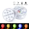 Bateria operada 10/13 LEDs RGB LED Partido Submersível Luz Subaquática Lâmpada Noite Jardim Piscina Luzes Para Vaso De Casamento Decorações De Boigas