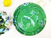 Wholesale Porcelain Plates British Luxury High-end Classical Green Fruit Cake Dinner Plate & Dish Set