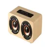 Dubbele Hoorn Houten 4.2 Bluetooth-compatibele luidspreker met AUX AUDIO PLAYBACK EN MICRO-USB-interface voor telefoon / pc