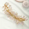 FORSEVEN Hair Jewelry Women Headpeice Handmade Rhinestone Gold Color Leaf Headband Bridal Tiaras Wedding Hair Accessories JL X0625