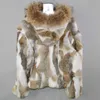 Brand Women Genuine Real Rabbit Fur Coat Lady Winter Warm Real Rabbit Fur Jacket Natural Color Real Rabbit Fur Overcoat 210927