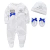 Baby Girls Boys Rompers Royal Crown Clothing Sets with Cap Gloves Infant Newborn One-Pieces Footies Overall Pajamas Velour 210309